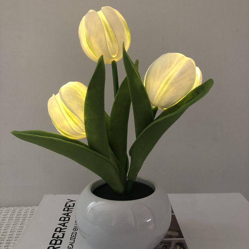 Tulipa de 3 cabeças branca Por bateria inclusa
