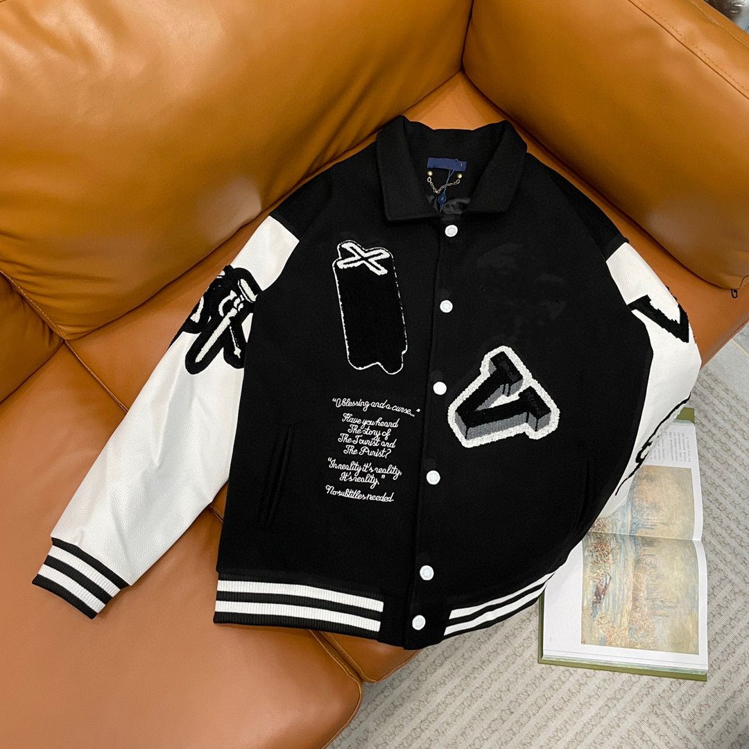 vuitton multi patches mixed leather varsity blouson