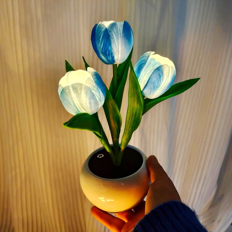 Tulipa azul de 3 cabeças Por bateria incluída