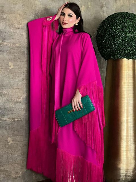 Roze rode abaya - één maat