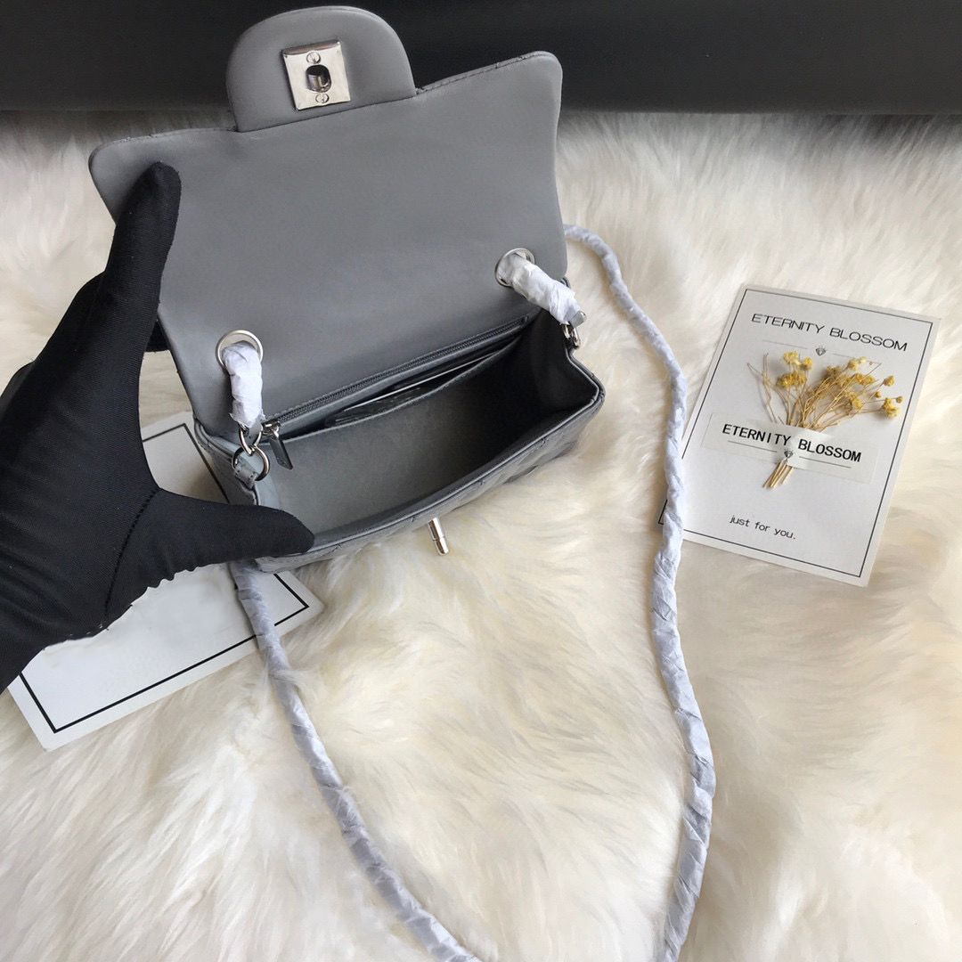 Grey Lambskin silver Hardware