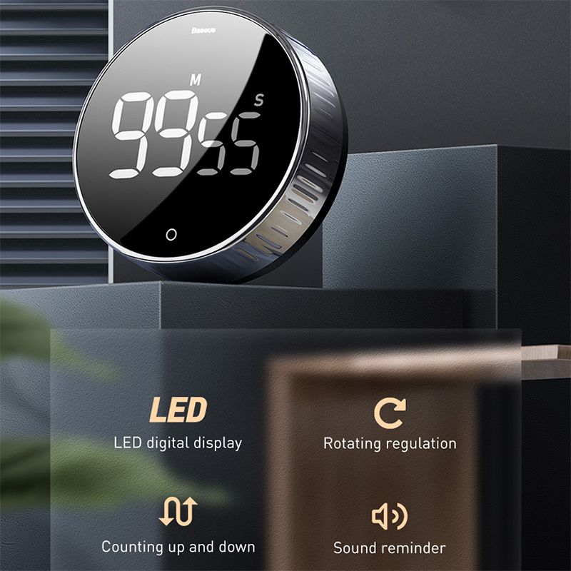 LED Digital Timer Kitchen Cooking Alarm Magnetic Yoga Countdown Stopwatch