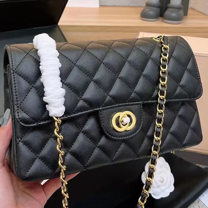 CHANEL, Bags, Chanel 23p Black Caviar Small Coco Handle Brushed Gold  Hardware Chain Detail