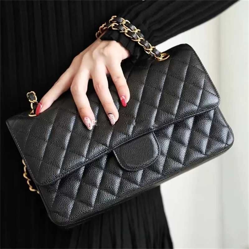 10A Top Tier Quality Luxury Designer Small 25cm Double Flap Bag Real  Leather Caviar Lambskin Classic All Black Purse Quilted Handbag Shoulder  Gold Bag Wallet on - China Female Messenger Bags and