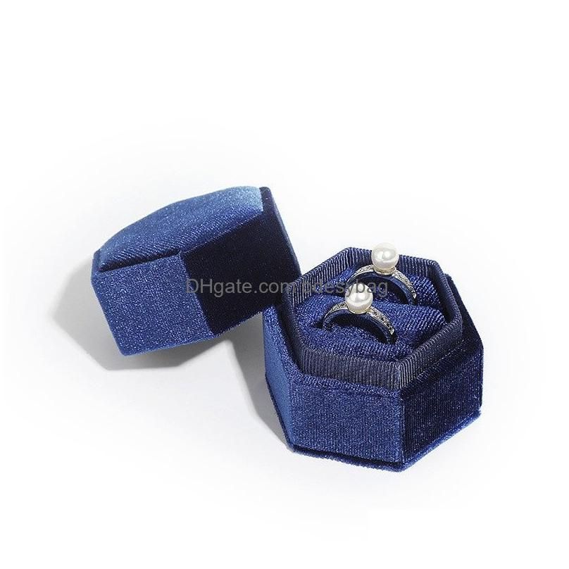 Boîte à double bague bleu foncé