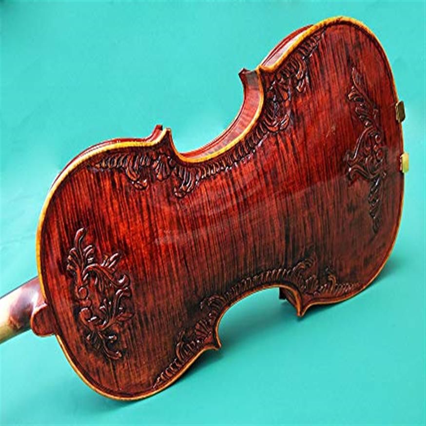 リアルSハイグレードの手彫り花ヴァイオリン44堅実な木材バイオリン初心者学生プロフェッショナル楽器fre194e