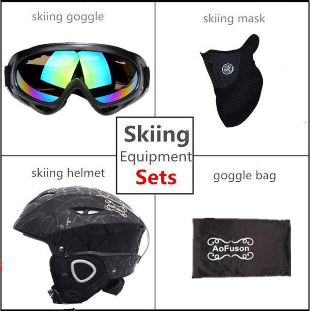 schwarzer Ski -Helm -Set