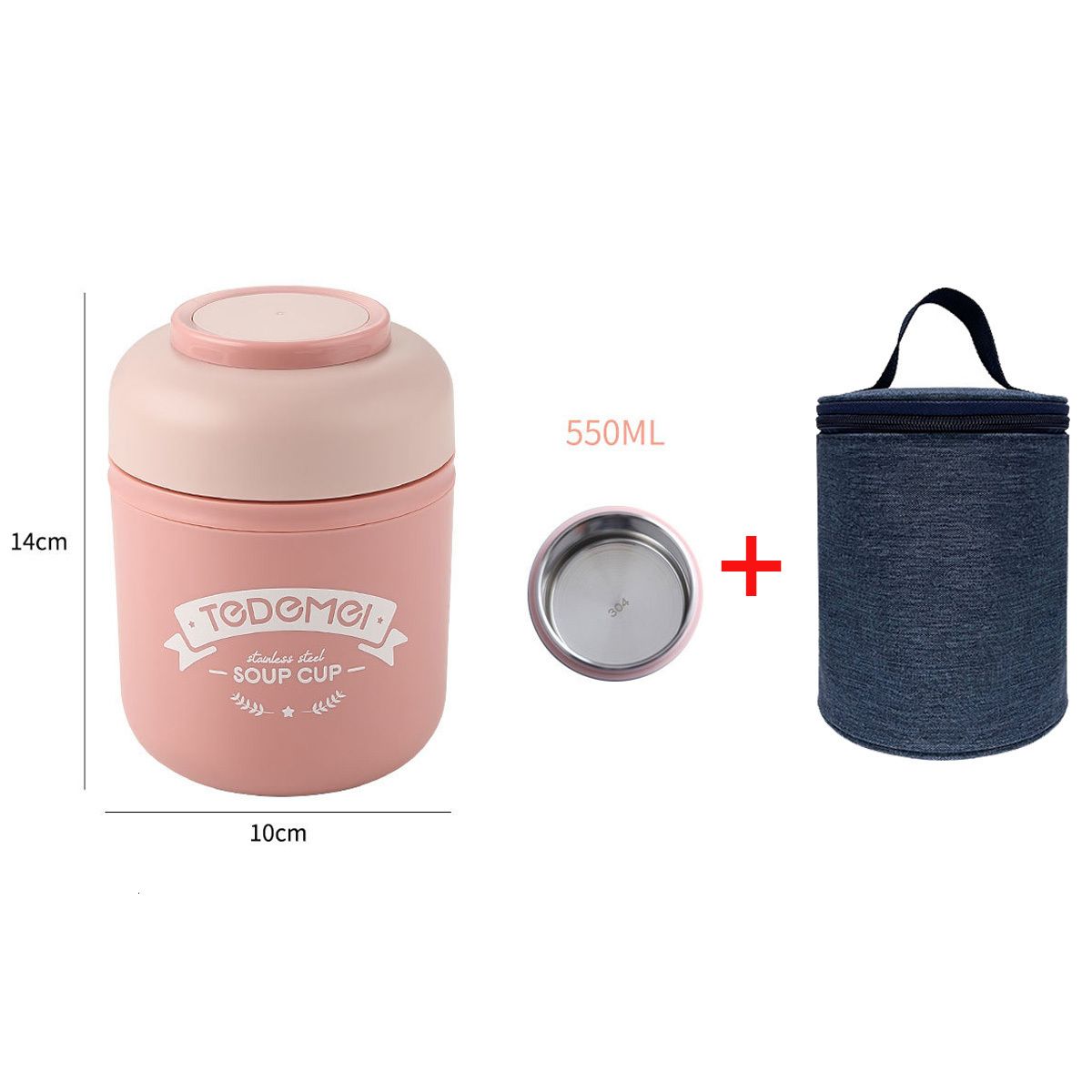 550 ml rose avec des sacs