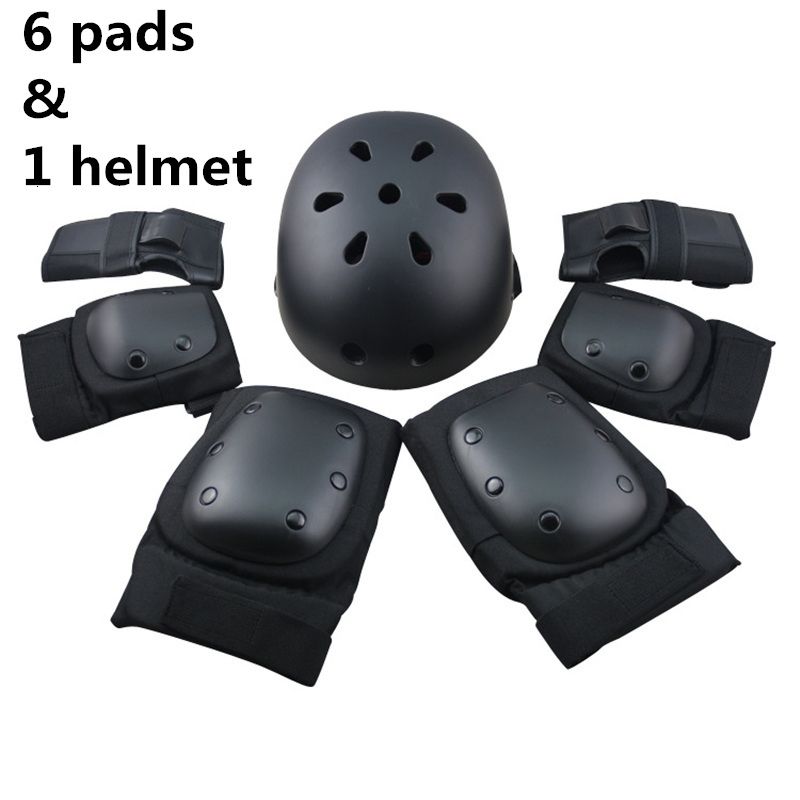 6pads 1 Helmet Black-XL