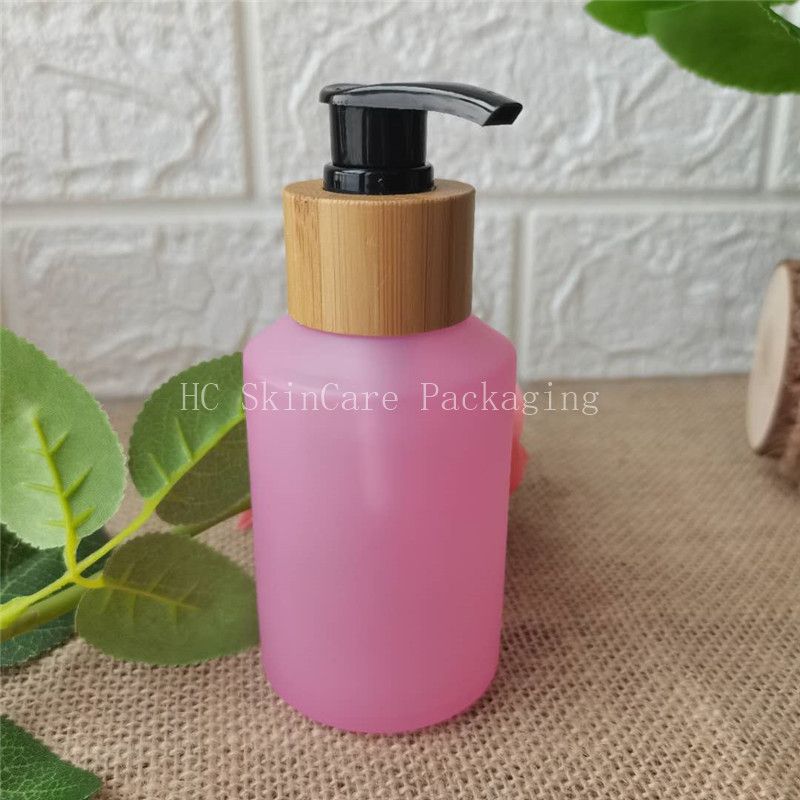 60ml frosted pink Glass and bamboo