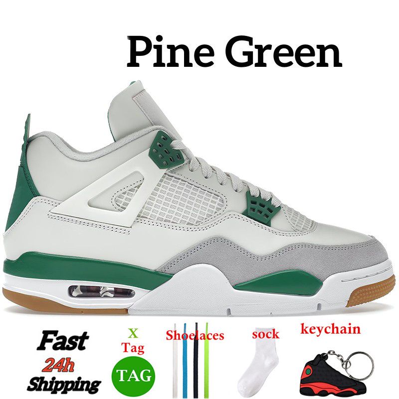 Military Black Cat 4 Men Basketball Shoes Pine Green 4s Fire Red