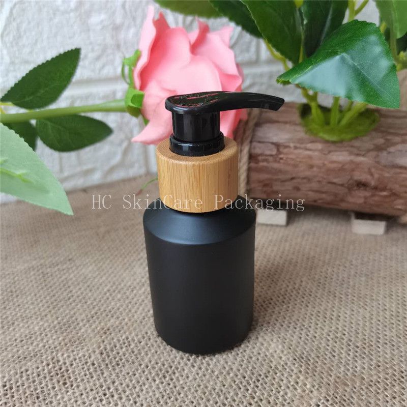 60ml frosted black Glass and bamboo