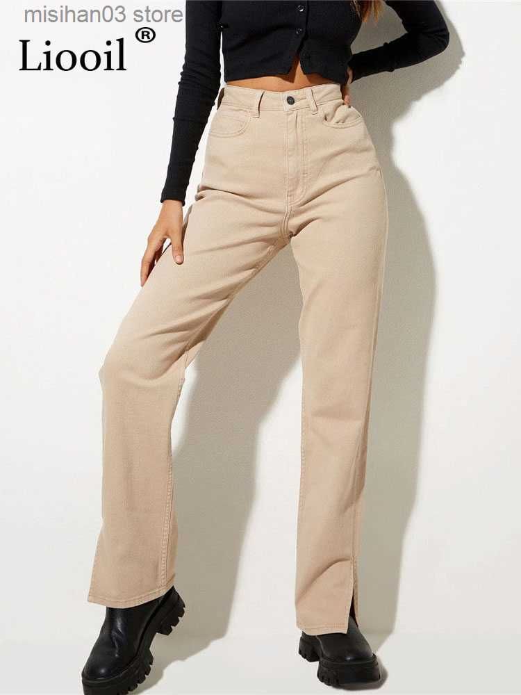 Khaki Sewn Dżinsy