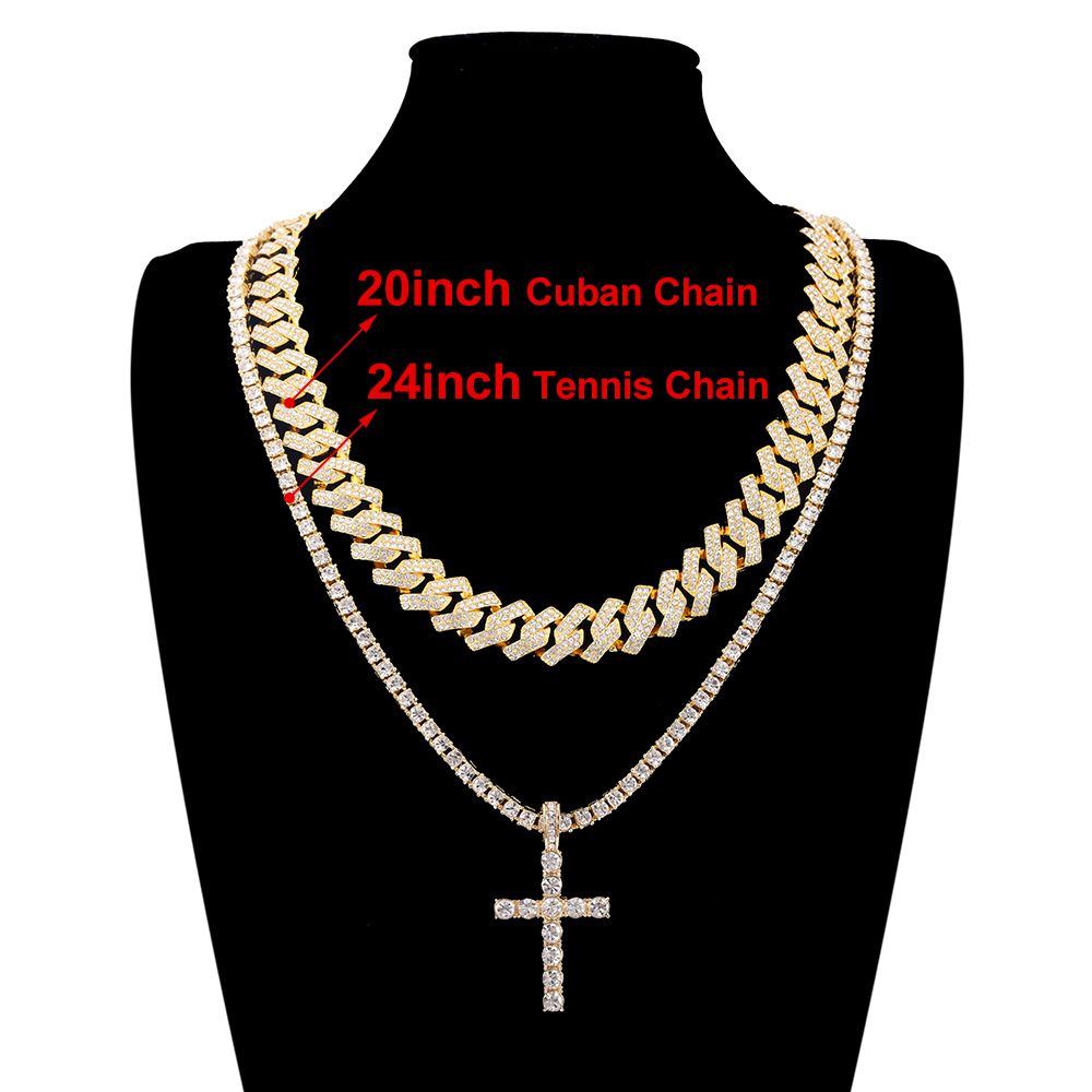 Set di collana in oro con catena cubana da 20 pollici