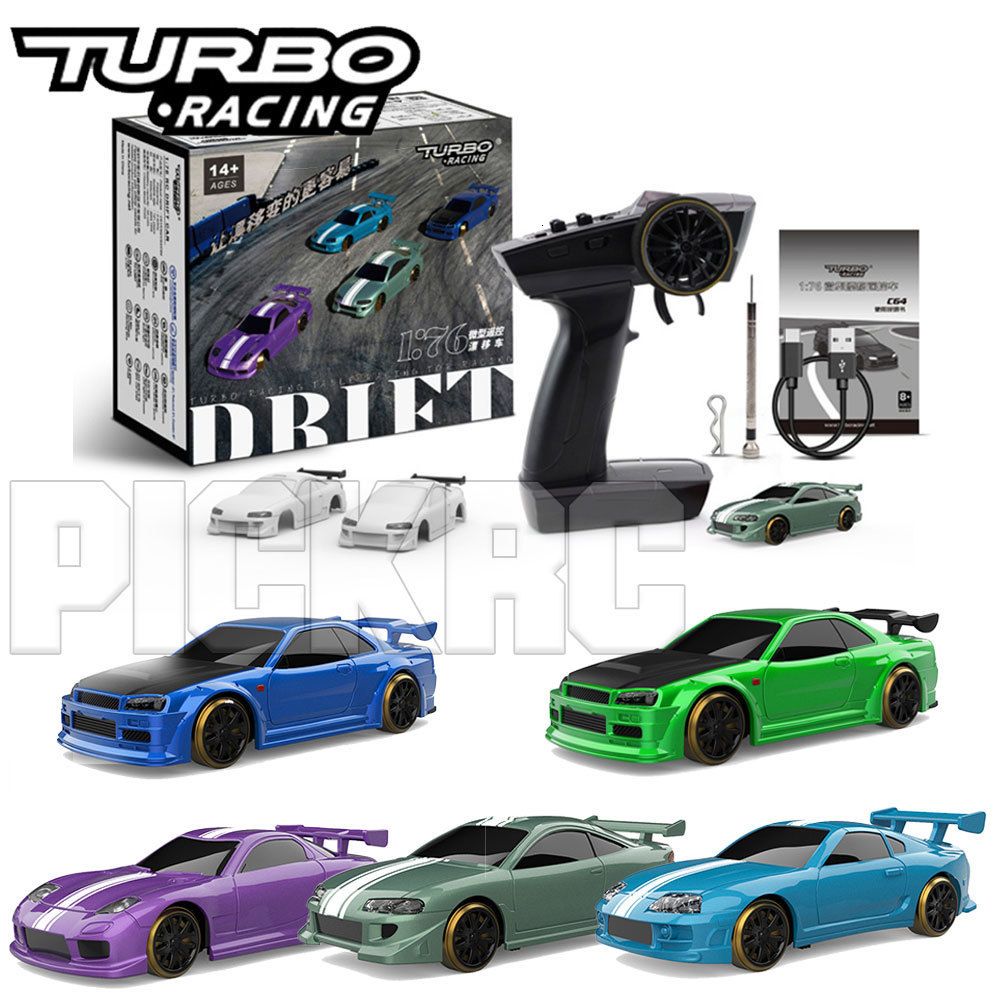 Turbo Racing 1:76 C61 C62 C63 Mini Drift RC Car Upgraded Version With Gyro  Full Proportional RC RTR