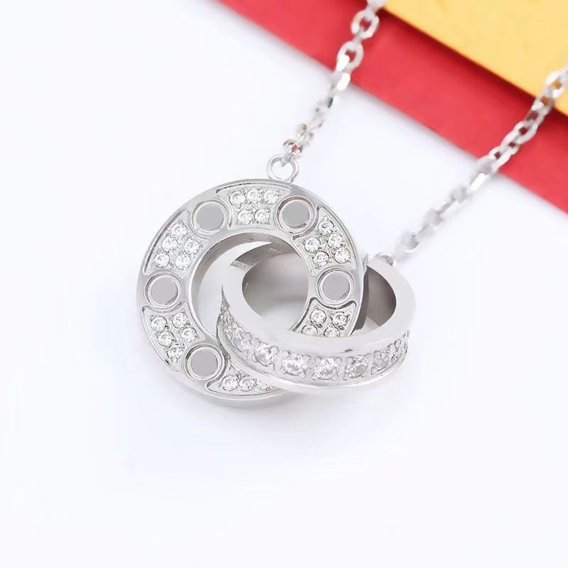 Rosedouble Ring Necklace(full Diamond)