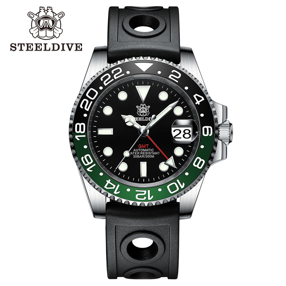 93HN-HR Black-Green-NH34 GMT Watch