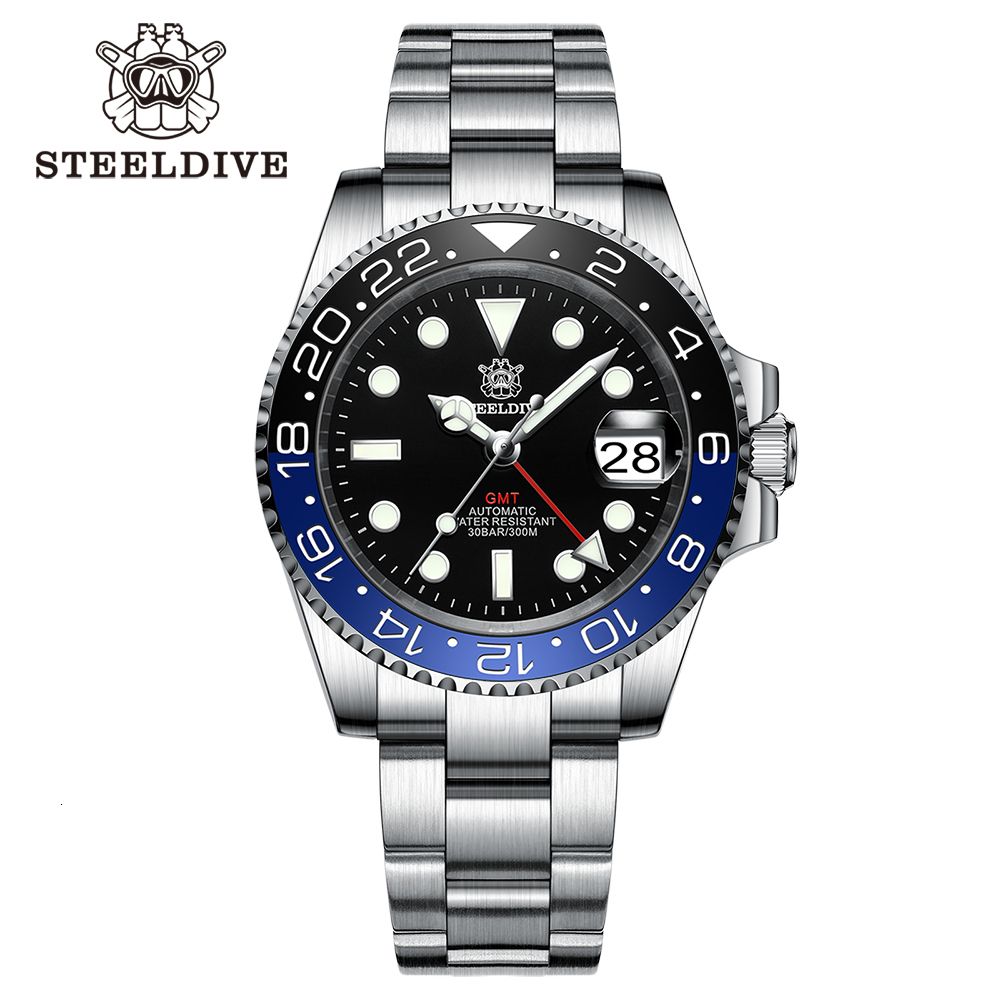 93hl-55gd Black-blue-Nh34 Gmt Watch