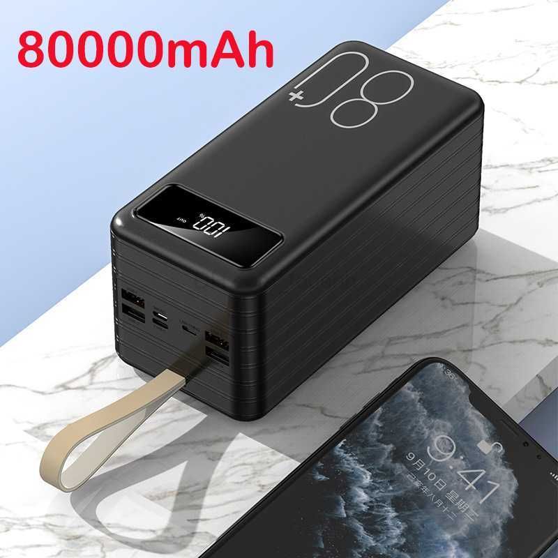 80000 mAh zwart