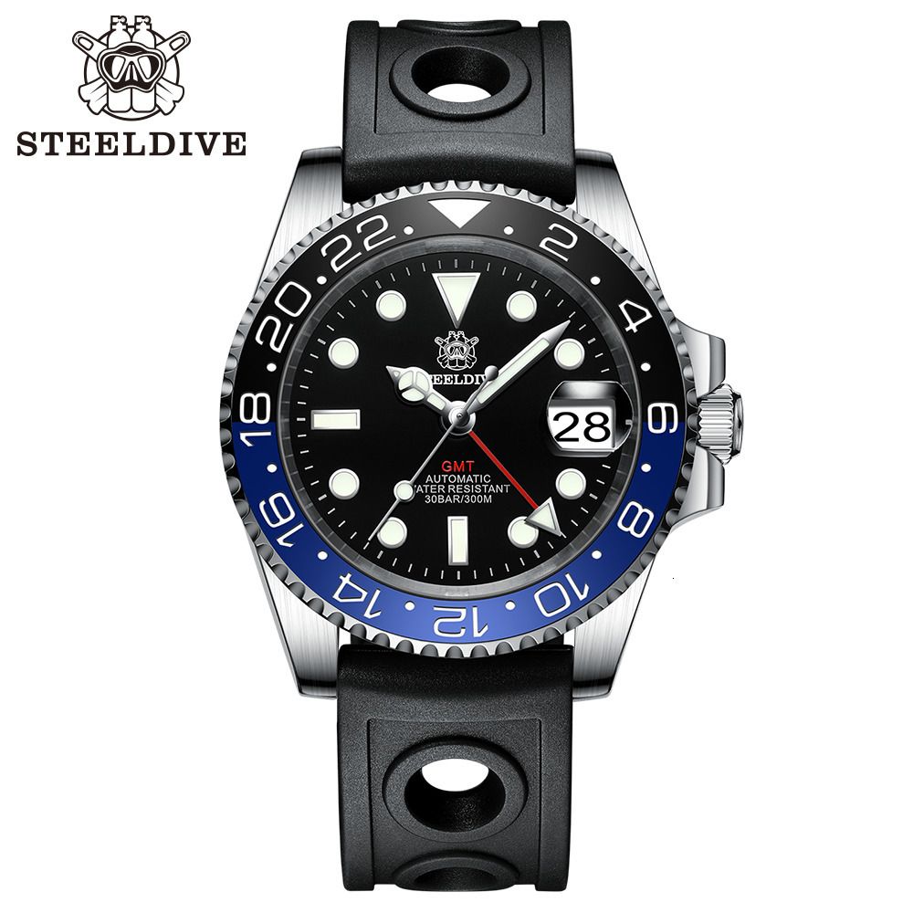 93HL-HR Black-Blue-NH34 GMT Watch