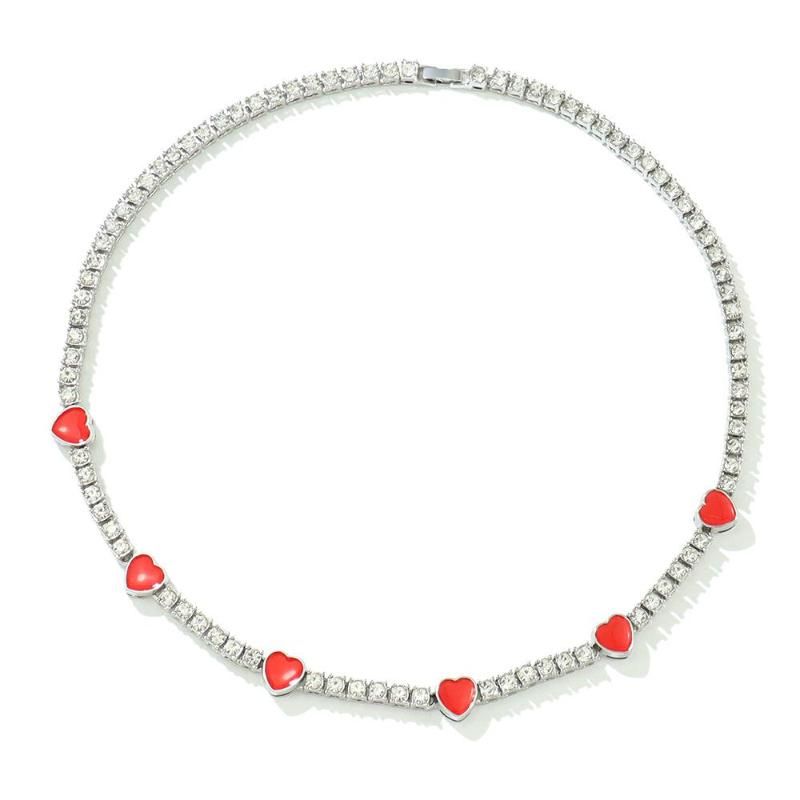 collier en argent rouge 18 pouces