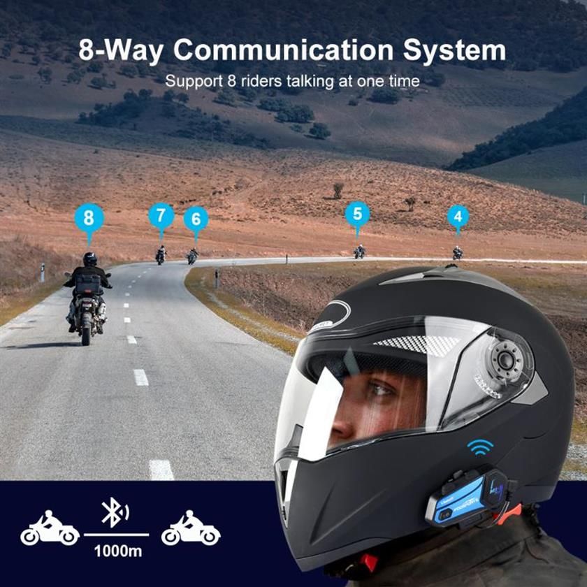 1 Jeu D'interphone Pour Casque De Moto Avec Une Distance De 1 000