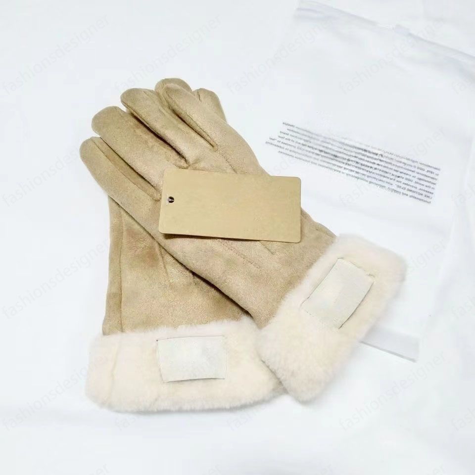 U#A Khaki Fünf-Finger-Handschuhe