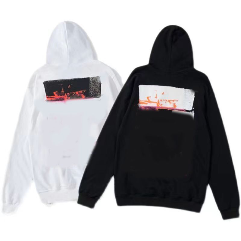 Men s Hoodies Women s Hoodies Fashion brand Off splash ink white flame arrow hoodie men s and women s casual hoodie