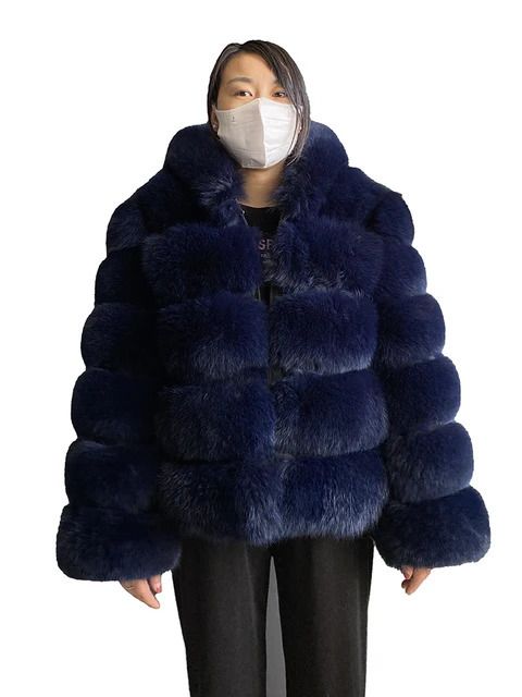 cappotto di volpe blu navy