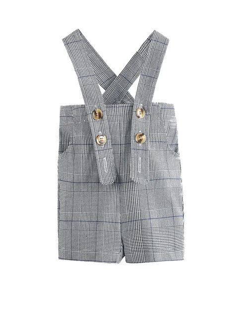 navy plaid overall