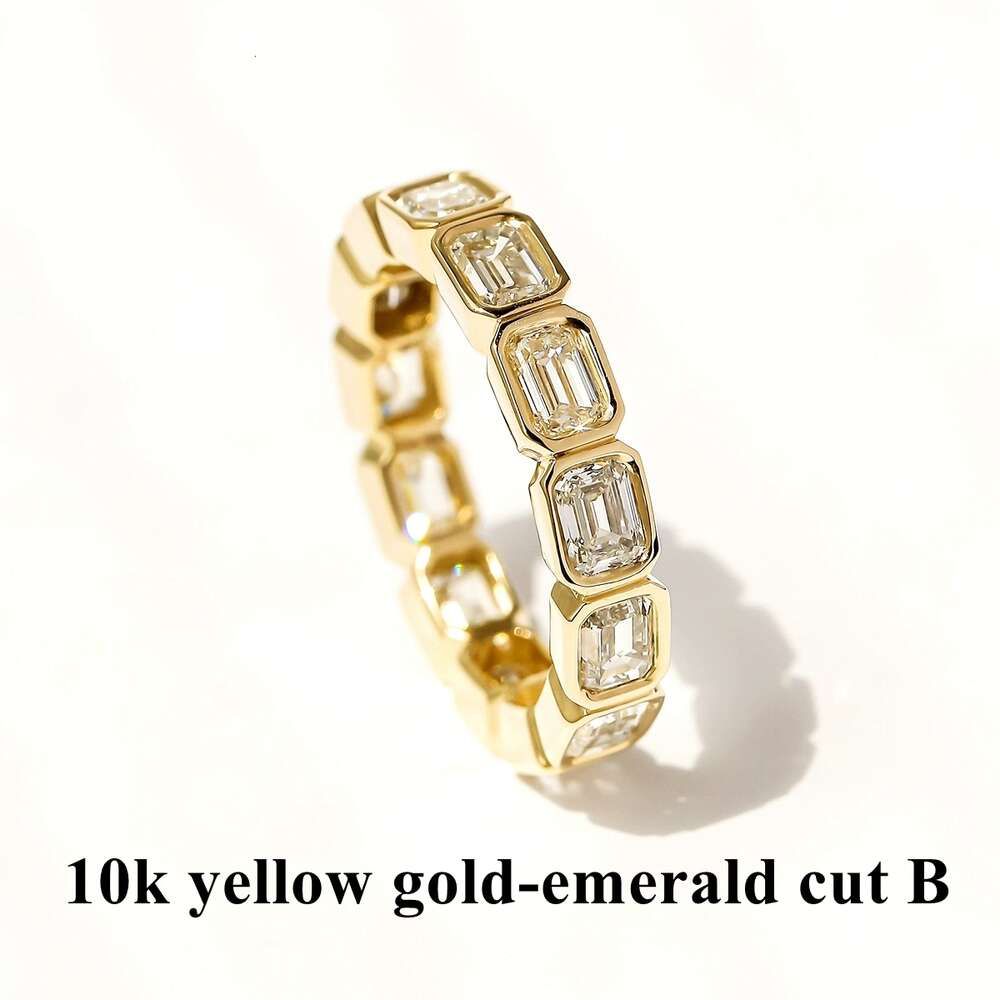 10K żółty złoto-emerald cut b