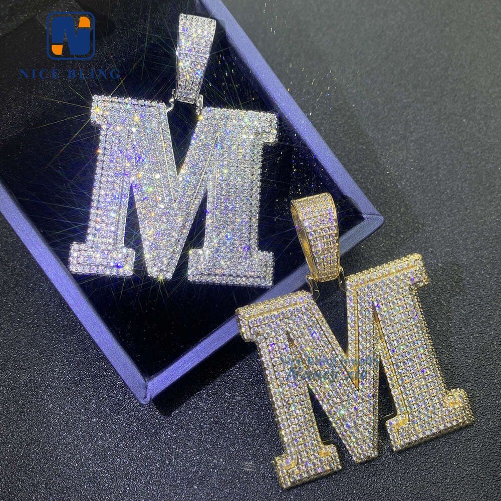Letter M-zilverkleur (messing+cz)-hanger
