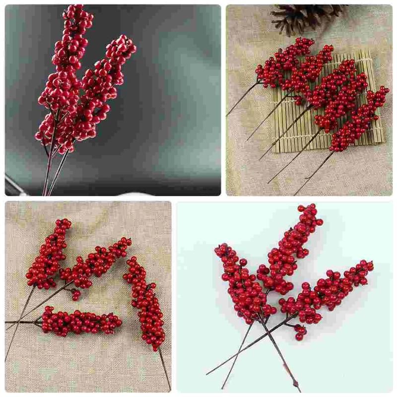 Decorative Flowers Christmas Berries Holly Red Berry Picks Artificial Stems  Branches For Decorations 2024 From Xieroban, $9.69