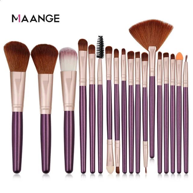 18 makeup brushes purple