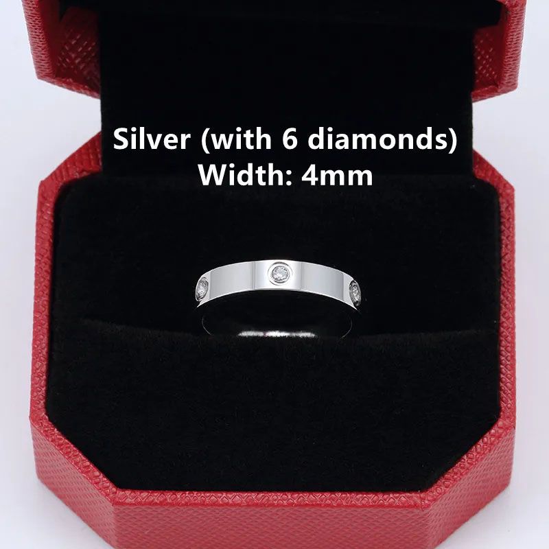 4mm srebro z 6 diamentami (bez pudełka)