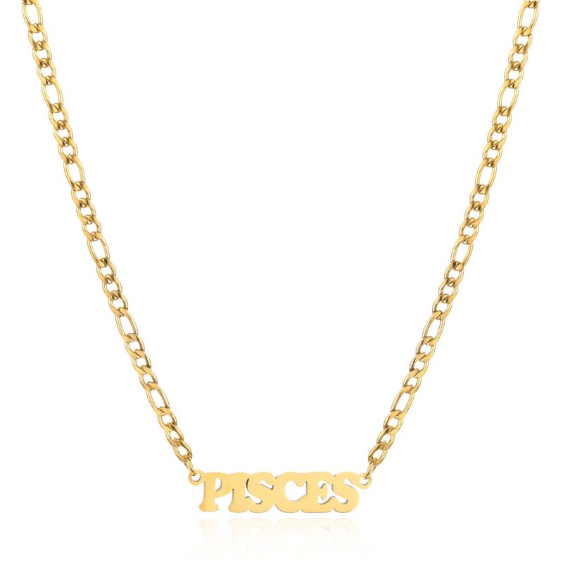 Collier pendentif en acier inoxydable Twee 12 constellations collier lettre ras du cou pour femmes hommes bijoux de cou usine_voghion.com