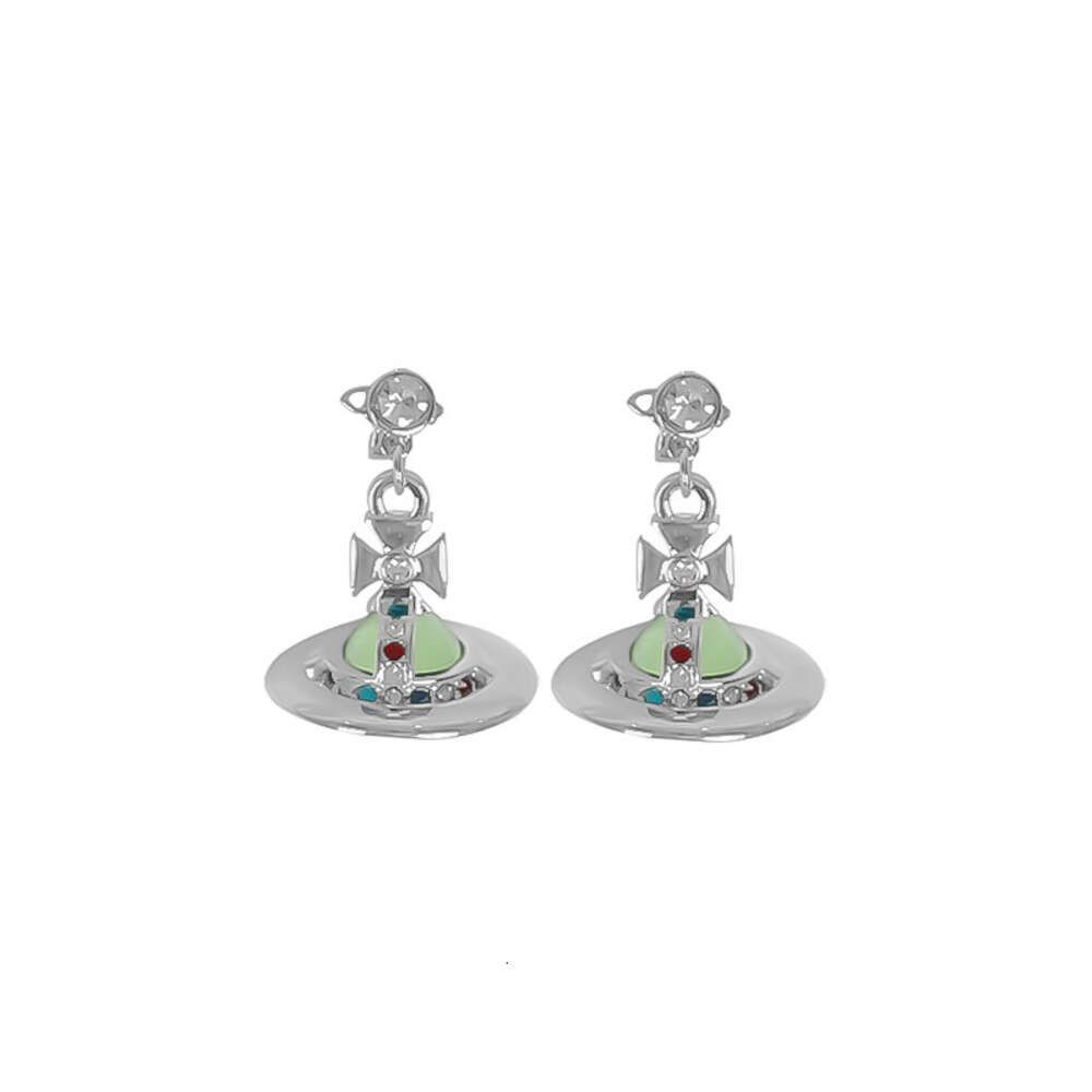 Boucles d'oreilles en platine verte de la menthe