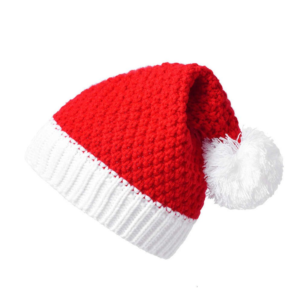 [Red] # Christmas hat fur ball style-One