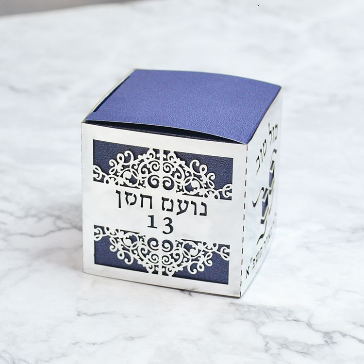 Navy Metallic Silver-6x6x6cm