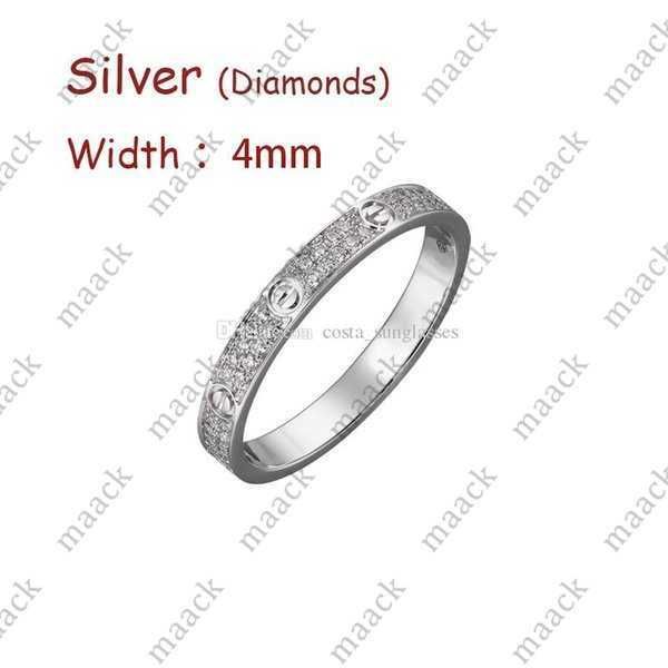 Silver (4mm)-diamonds Love Ring