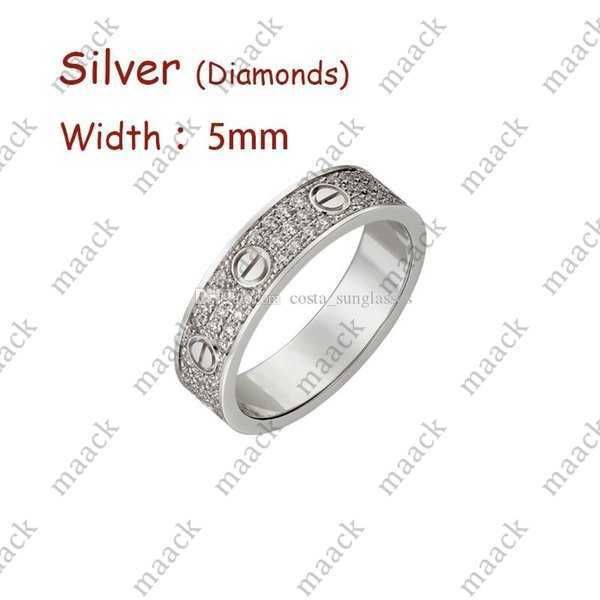 Silver (5mm)-diamonds Love Ring