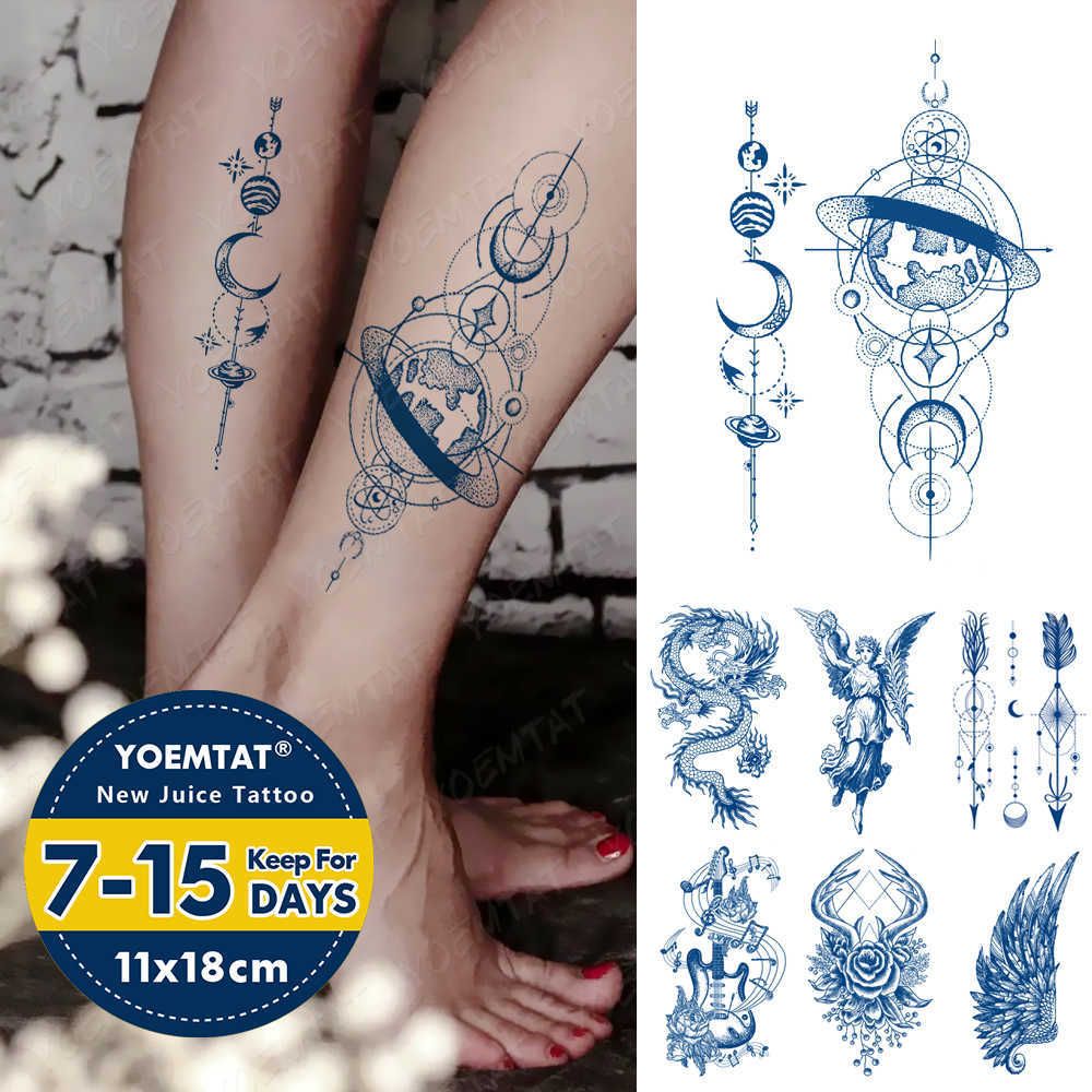 Tatuajes Temporales Semipermanentes Impermeables Tatuajes Temporales Temporales Universo Planeta Genipin Jugo Herbal Duradero Halo Halo Halo Brazo Falso Z0403 Por Misihan09, 3,24 €