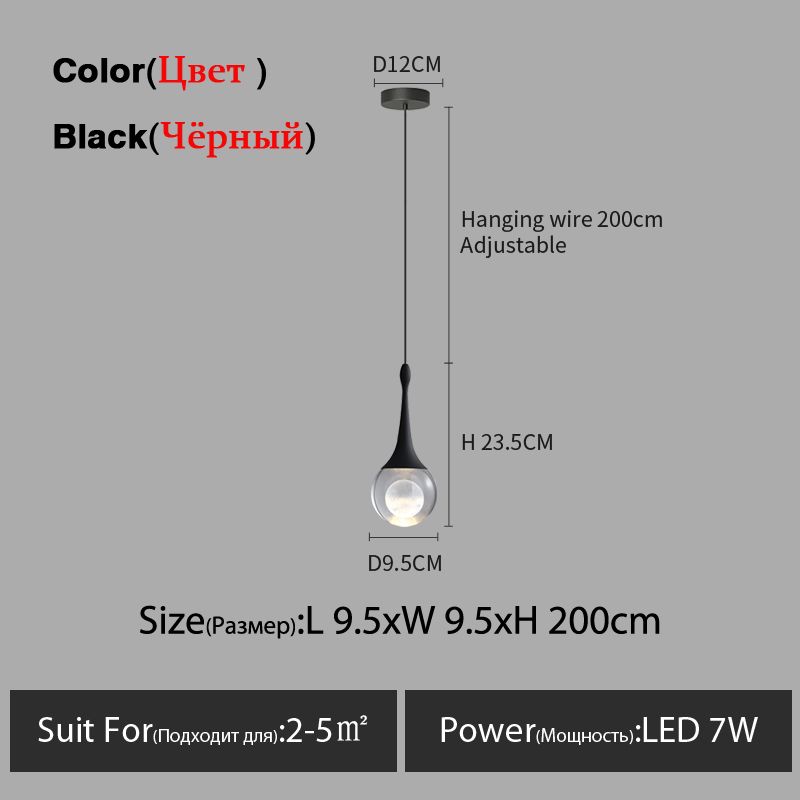 Svart 7W vitt ljus (6000k)