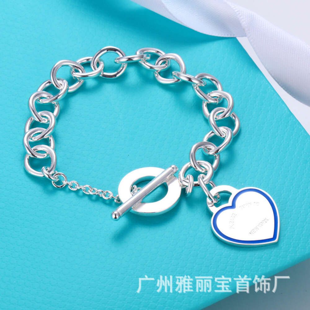 Bracelet à cœur bleu 17cm