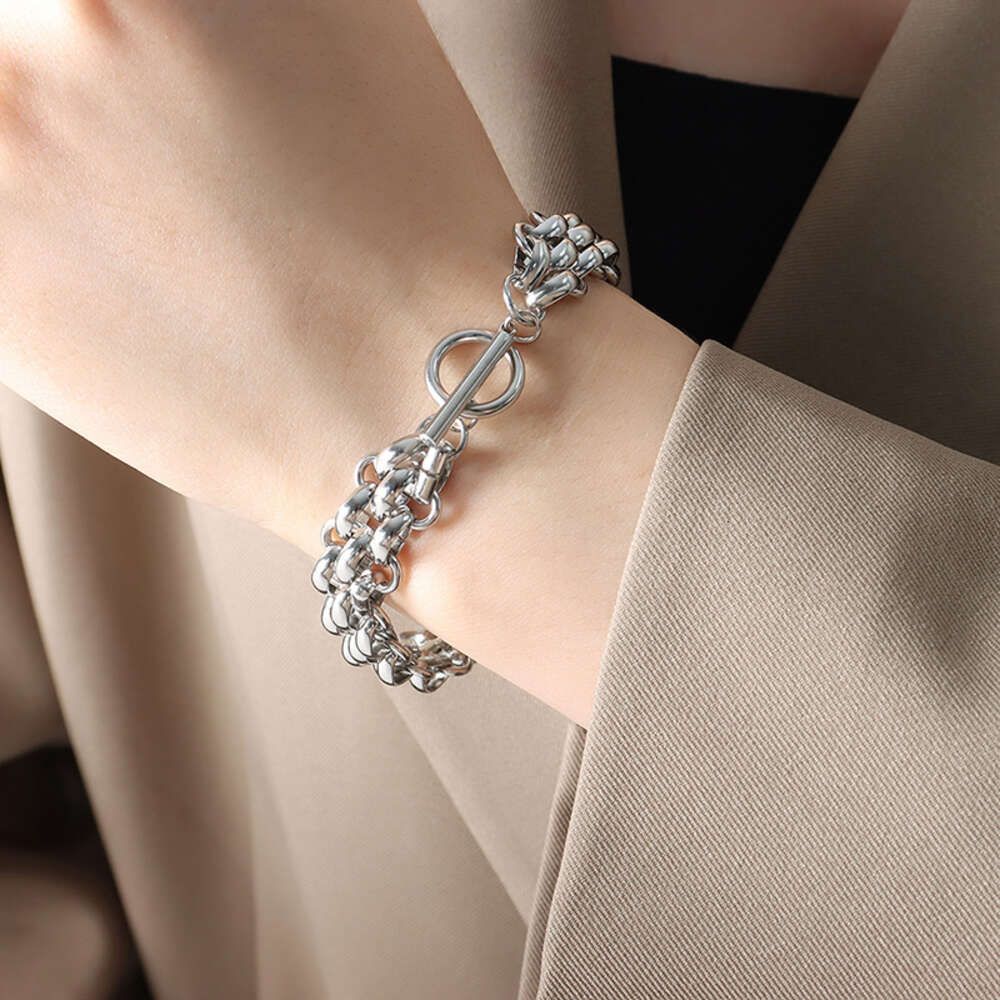 E398 Stalen Kleur Armband -18cm