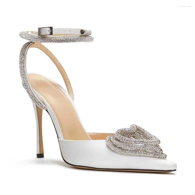 Sandals RIBETRINI Luxury Design Satin Women'S Heart Pointed Toe Ankle ...