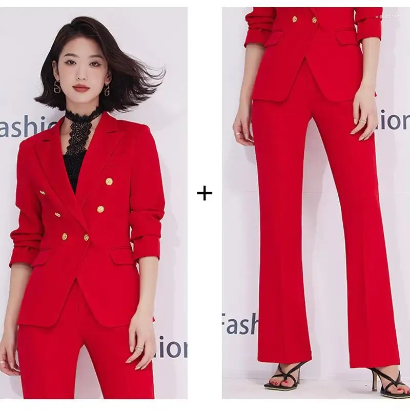 Pantalon blazer rouge