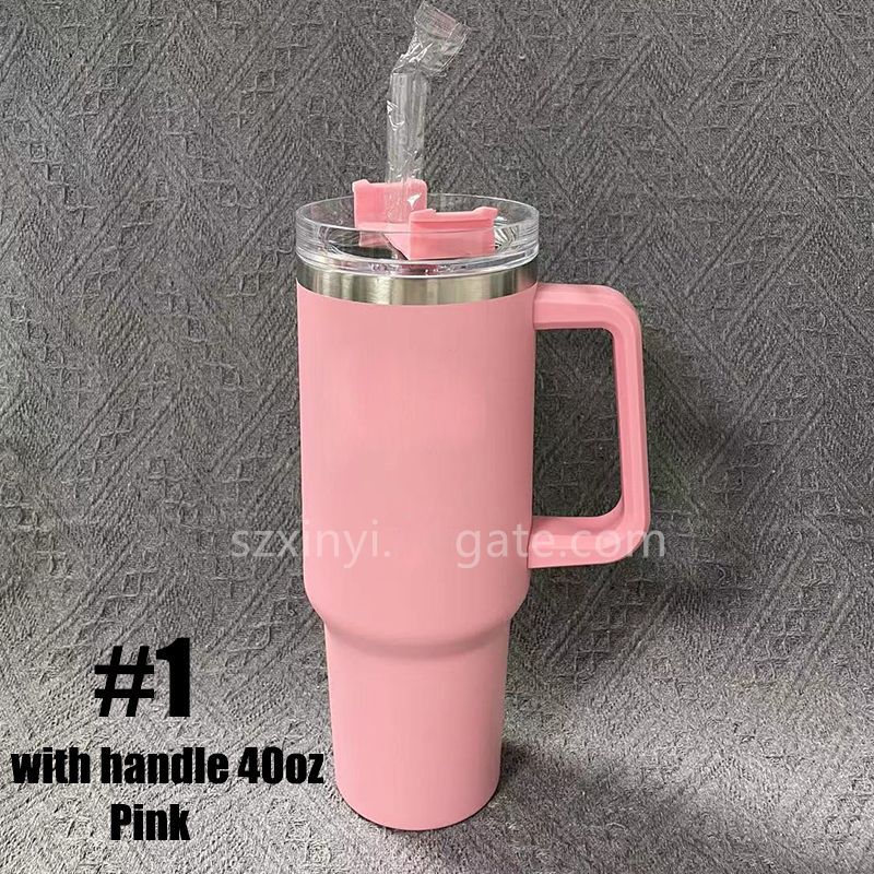 #1 with handle 40oz-Pink (silver logo)