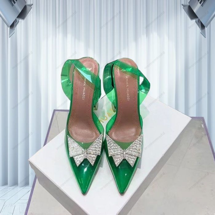 Luxury Designer Amina Muaddi Sandals New Clear Begum Glass Pvc