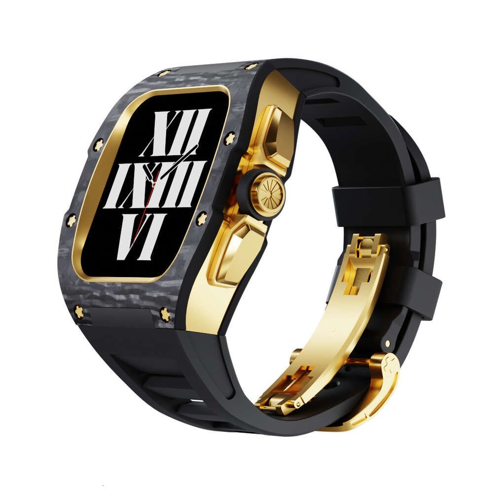 Zwarte band met gouden gesp - voor iWatch S8/S7